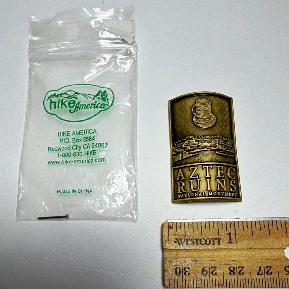Hike America Metal Souvenir Pin: Aztec Ruins National Monument w/ Bag